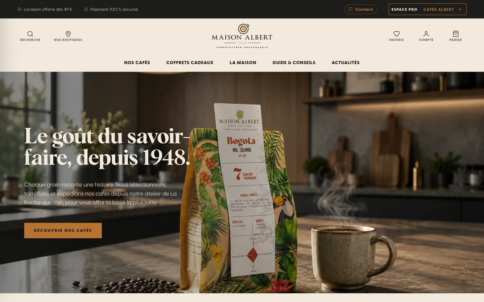 Page d'accueil du site Maison Albert refondu par Akyana