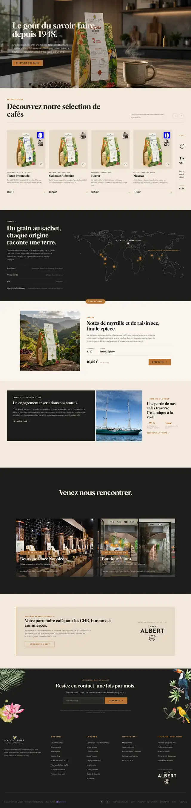Coffrets cadeaux sur la boutique en ligne Maison Albert, refondue par Akyana