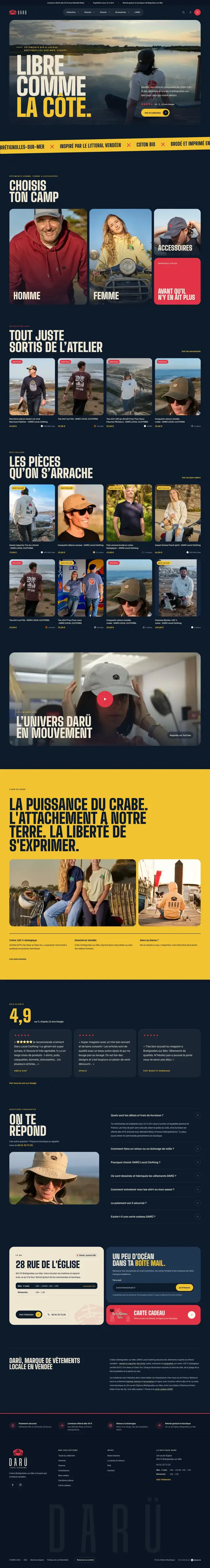 Accueil du site Darü Local Clothing, boutique de vêtements refondue par Akyana