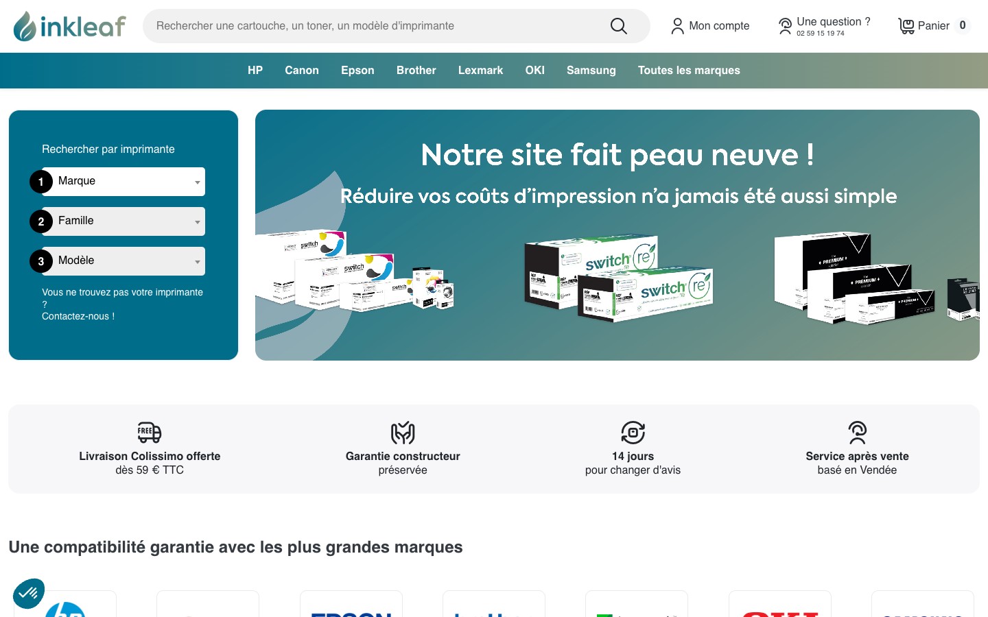 Inkleaf.fr - Boutique en ligne de cartouches et toners compatibles pour imprimante